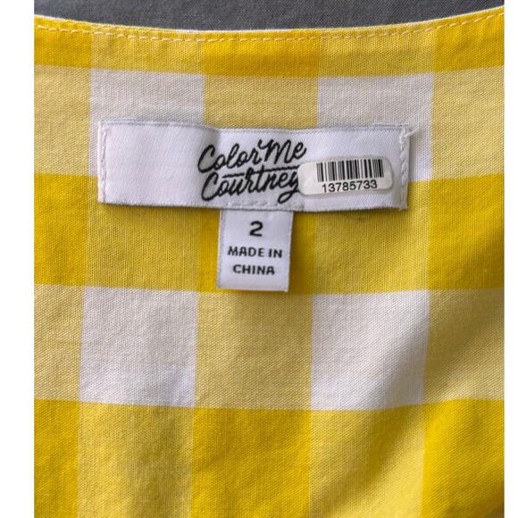 Color Me Courtney X RTR Yellow White Gingham Check One-Piece Romper Size 2 - Picture 7 of 7